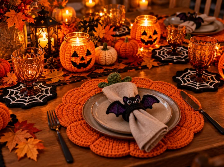 Gehäkelte Halloween-Tischdeko